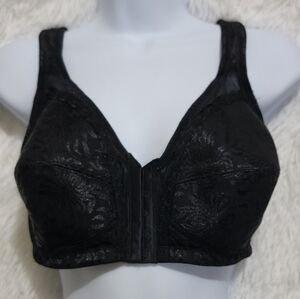 Telimussto Front Clip Black Floral Support Bra 32DDD